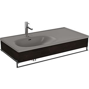 Vitra Equal washbasin set 66059 102.5x52cm, with asymmetric furniture washbasin, stone grey, with elm wooden panel