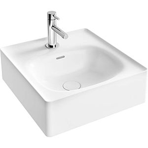 Vitra Equal lave-mains 7240B403-0631 43x45cm, trou pour robinet / fente de trop-plein, poncé, blanc haute brillance VC
