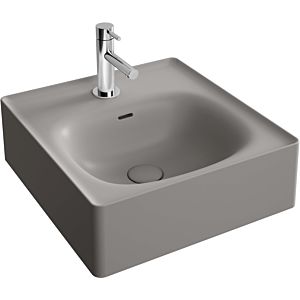 Vitra Equal lave-mains 7240B476-0631 43x45cm, trou pour robinetterie / trop-plein, poncé, gris pierre mat VC
