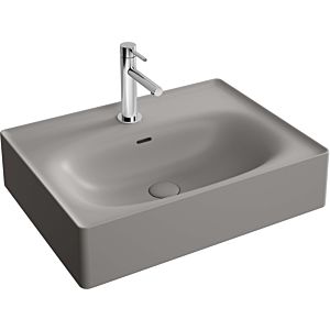 Vitra Equal washbasin 7241B476-0001 60x45cm, with central tap hole / overflow slot, stone gray matt VC