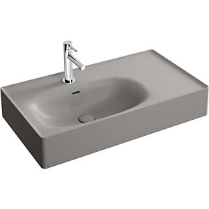 Vitra Equal vasque 7242B476-0001 80x45cm, trou pour robinetterie / trop-plein, vasque à gauche, étagère à droite, gris pierre mat VC