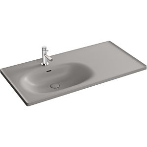 Vitra Equal vasque 7243B476-0001 100x52cm, trou pour robinetterie / trop-plein, vasque à gauche, étagère à droite, gris pierre mat VC