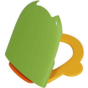 Vitra Sento Kids WC seat 133-100-009 with side handles, orange hinges, green cover, yellow seat ring