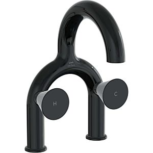 Vitra Liquid -handle basin mixer A4274739 projection 175mm, two-hole installation, without pop-up waste, black high gloss