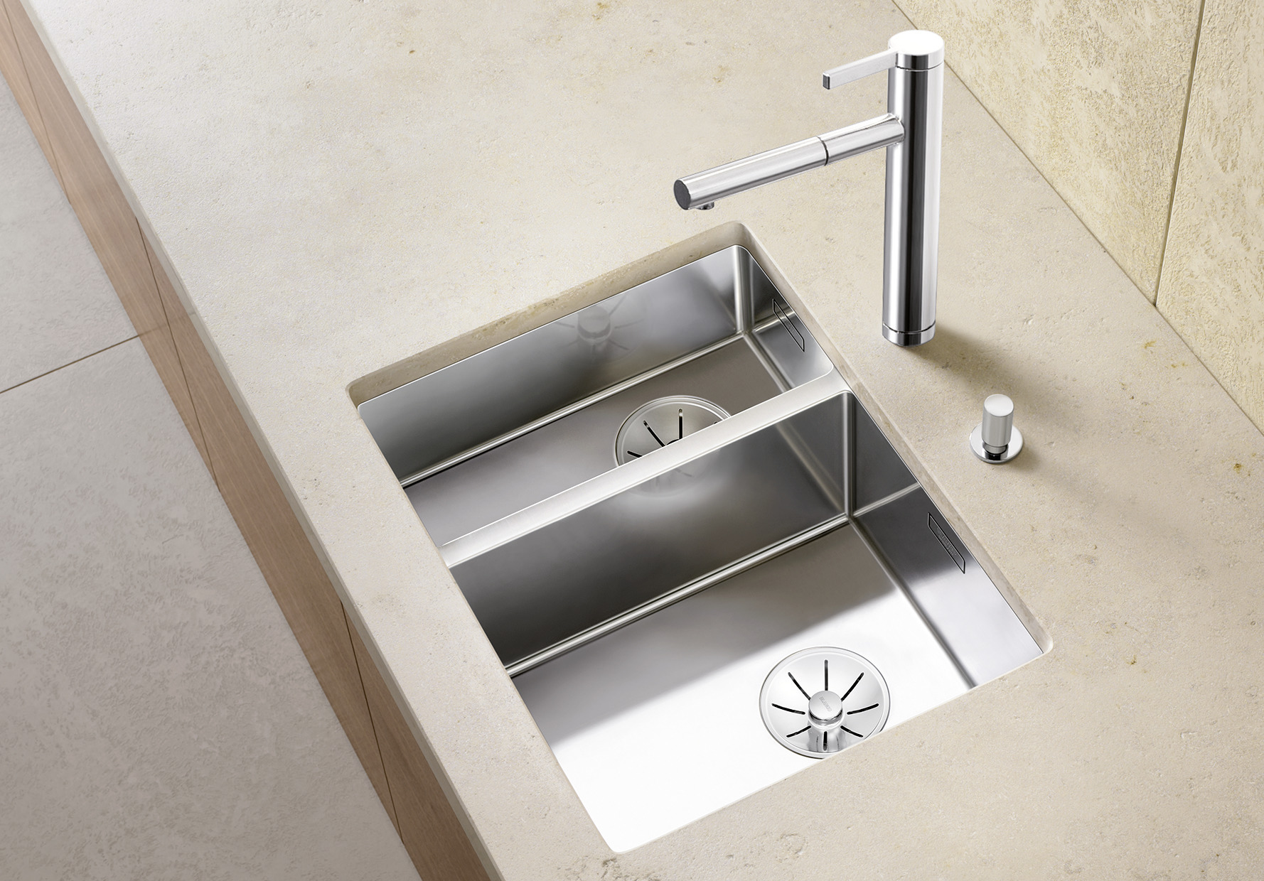 Blanco Claron évier 521609 340/180-U, 58,5 x 44 cm, gauche, Inox satiné, sans télécommande de vidange 2