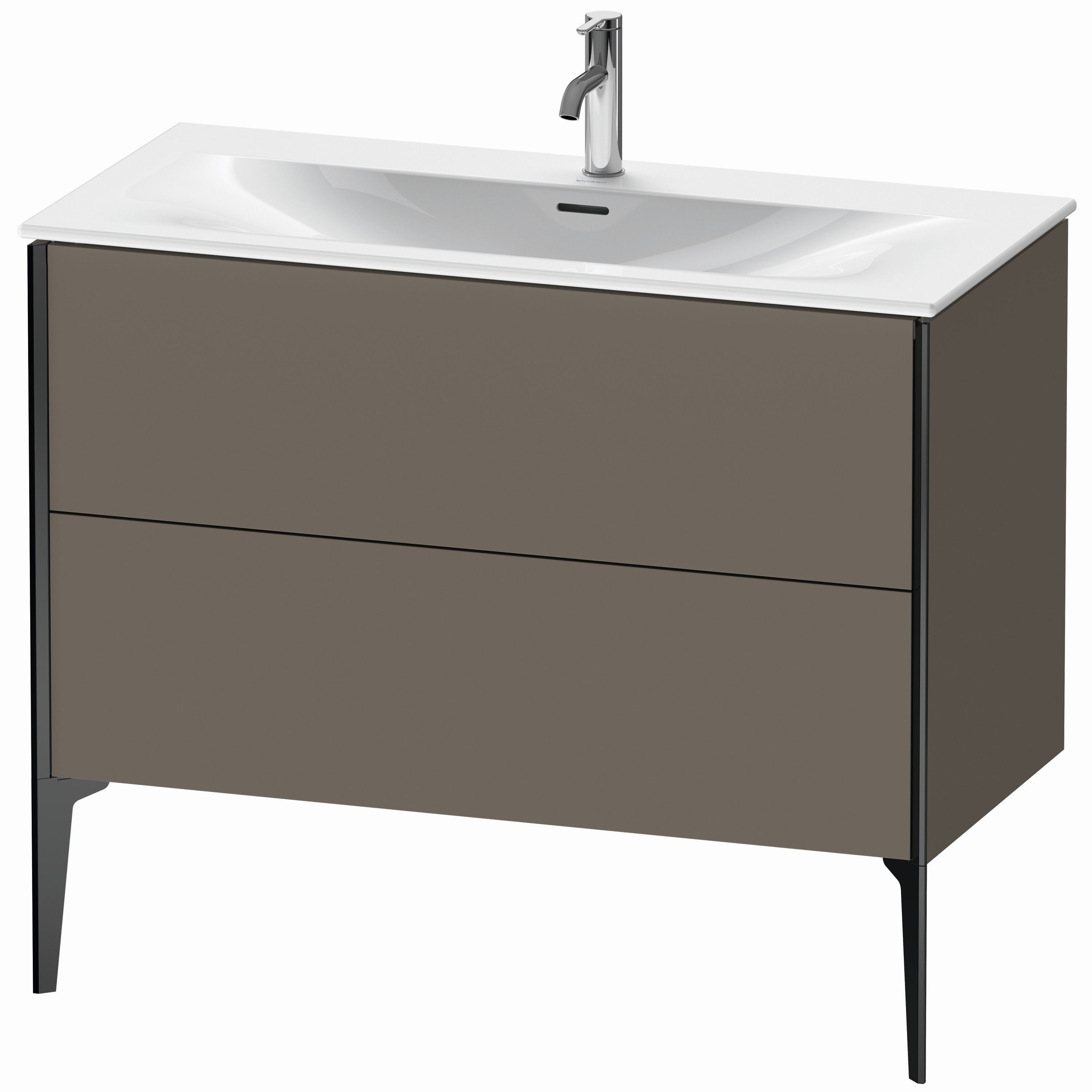 XViu Duravit vasque XV43030B290 101 x 59, 2000 x 48 cm, flanelle gris soie mat, 2 coulissants, noir mat 2