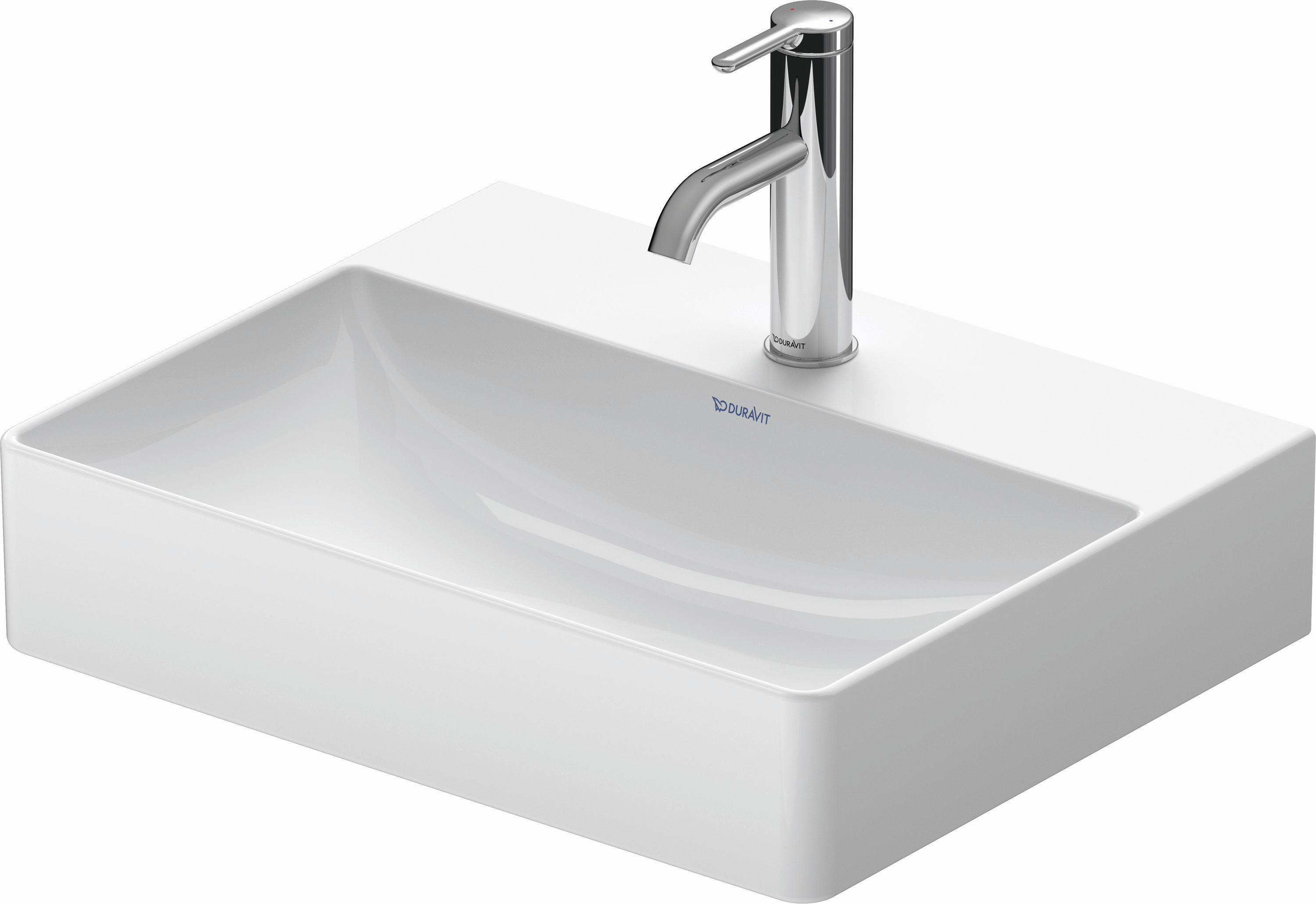 Duravit DuraSquare vasque 2356500079 50x40cm, sans trop-plein, avec plage de robinetterie, au sol, sans trou pour robinetterie, blanc 2