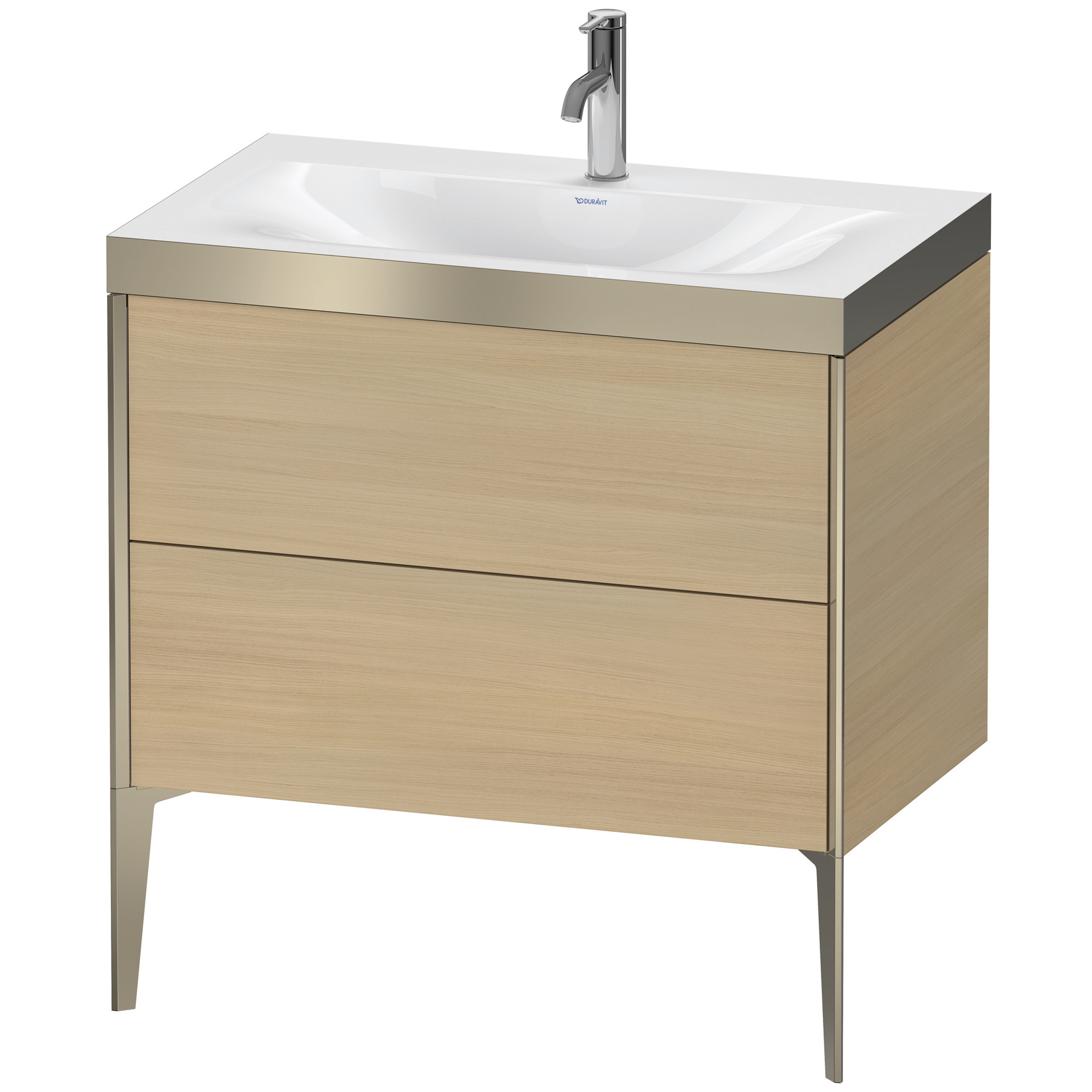 Duravit XViu Table de toilette XV4710OB171P 80x48cm, 2 2000 - out, Match2 trou de coulée, champagne mat, Cadres P, le chêne méditerranéen 2