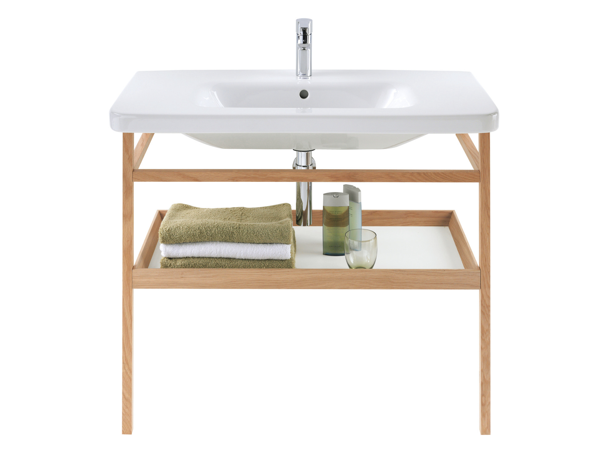 Duravit DuraStyle porte-serviettes DS988300776 94 x 44 cm, gris béton mat / chêne massif, avec étagère 2