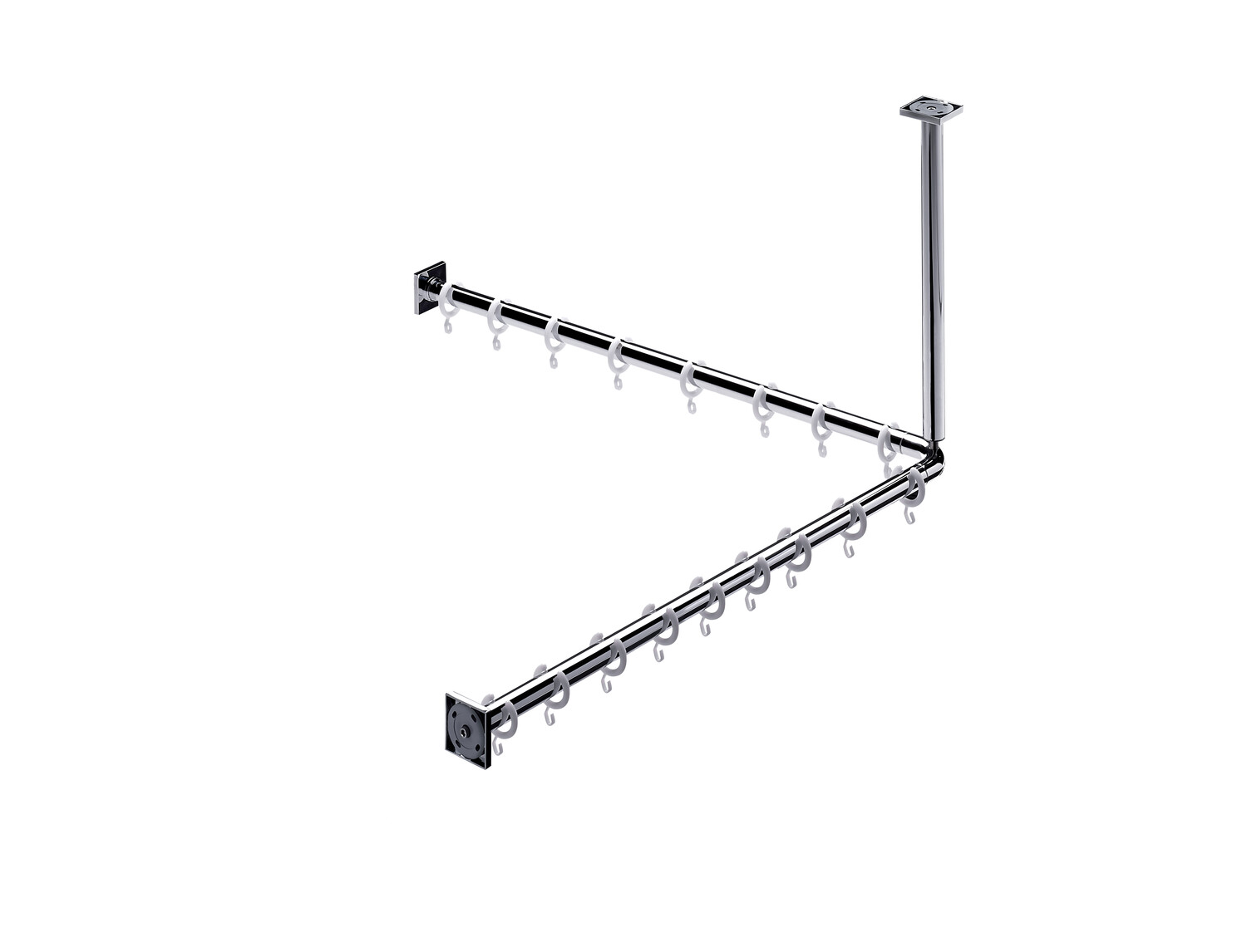 Emco 358700120 Set de douche 800 mm (2 x Barre pour rideau de douche, 1 x Set de montage, 1 x Ecoincon, 90°, 1 x Support plafond pour barre, 16 x Anneau de douche) 2