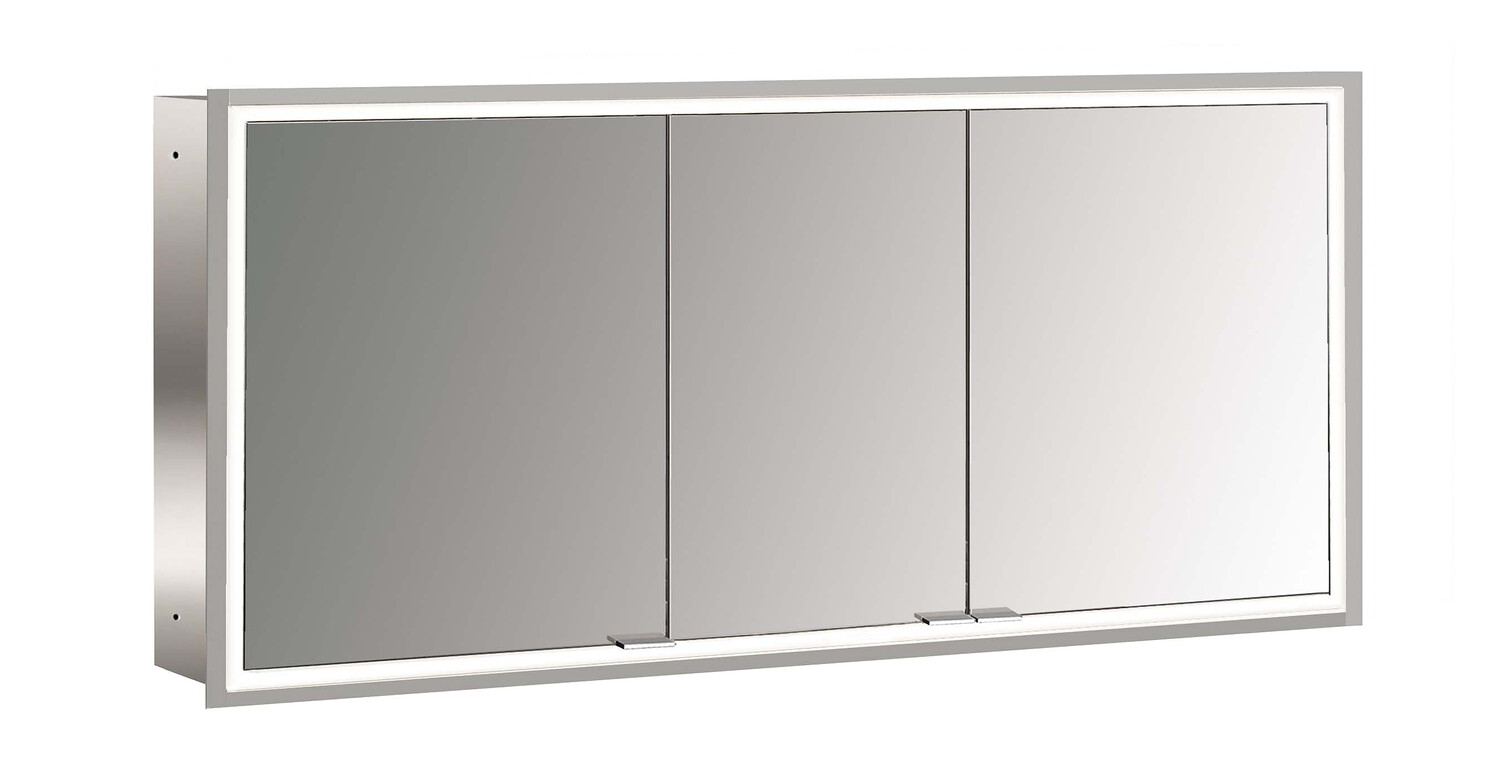 Emco Prime 949706297 Illuminated Recessed Mirror Cabinet 1400x730mm 3 Doors Aluminium/Mirror 6