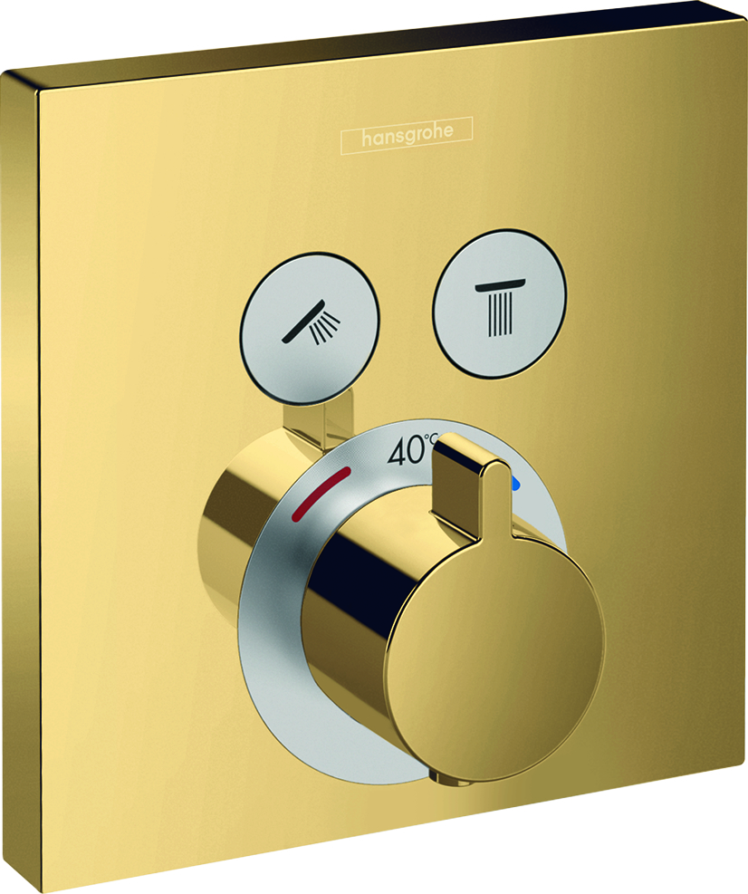 Hansgrohe ShowerSelect garniture set 15763990 thermostat encastré, pour 2 consommateurs, optique or poli 4