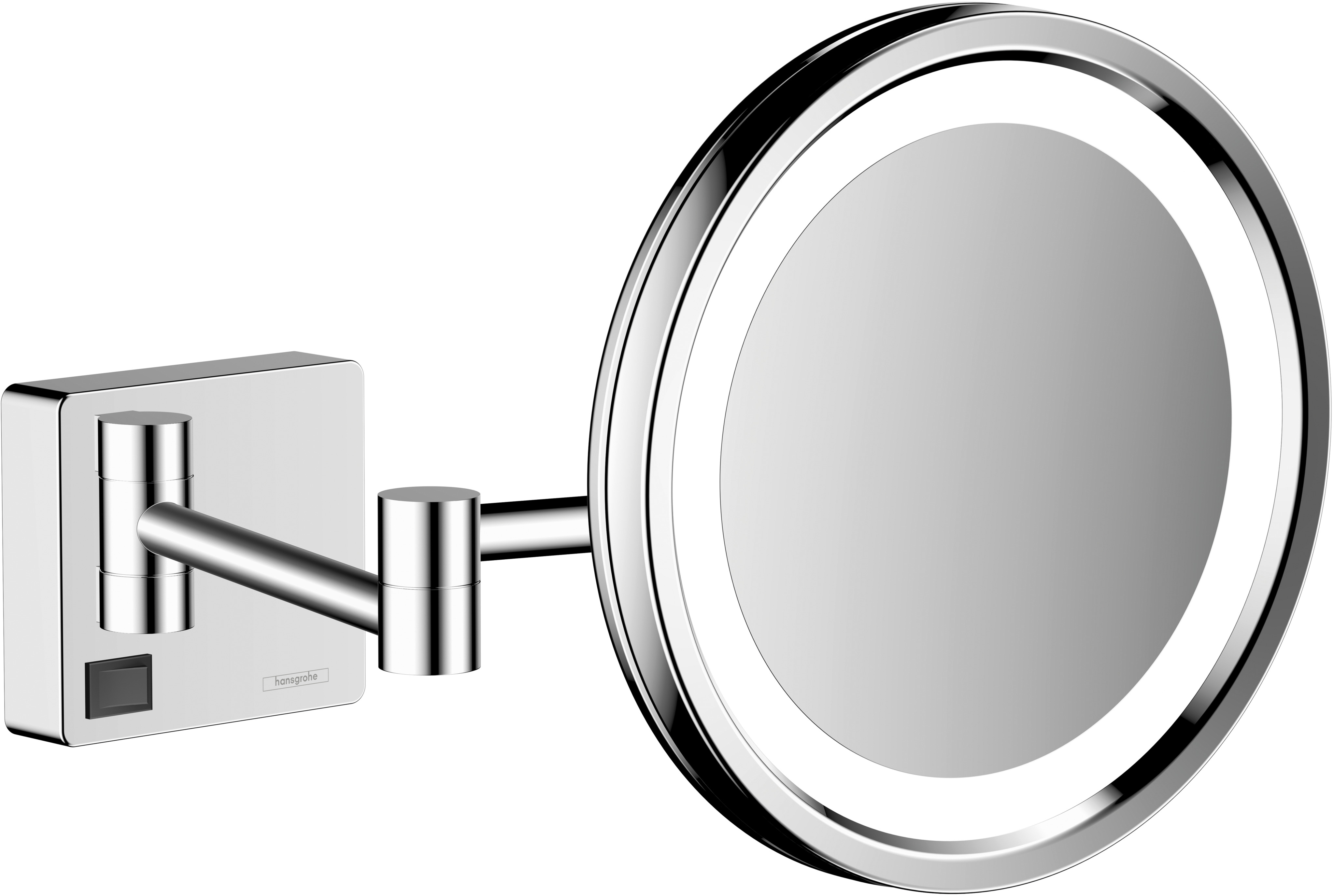 Miroir de rasage Hansgrohe AddStoris 41790000, grossissement x3, éclairage LED, fixation murale, chromé 4