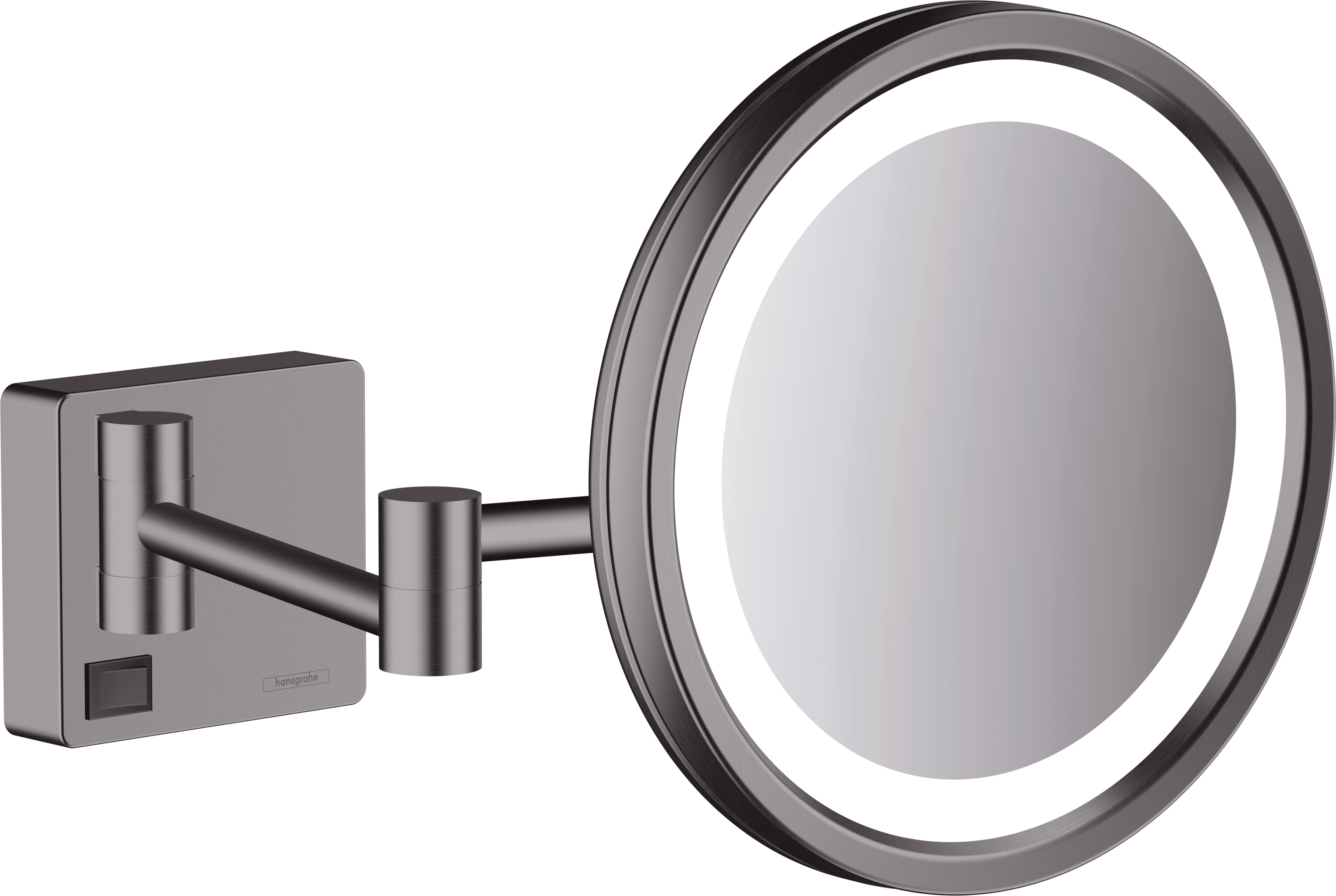 Miroir de rasage Hansgrohe AddStoris 41790340, grossissement x3, avec éclairage LED, fixation murale, finition chrome noir brossé 2