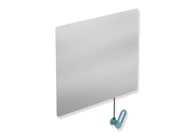 miroir inclinable Hewi 801.01.10055 600x540x6mm, avec Halter / poignée, bleu aqua 2