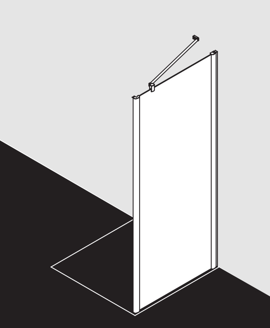 Kermi Pega panneau latéral PETWD10320VNK 103x200cm, verre de sécurité trempé argent brillant SR Arena C, sur la zone de douche 2