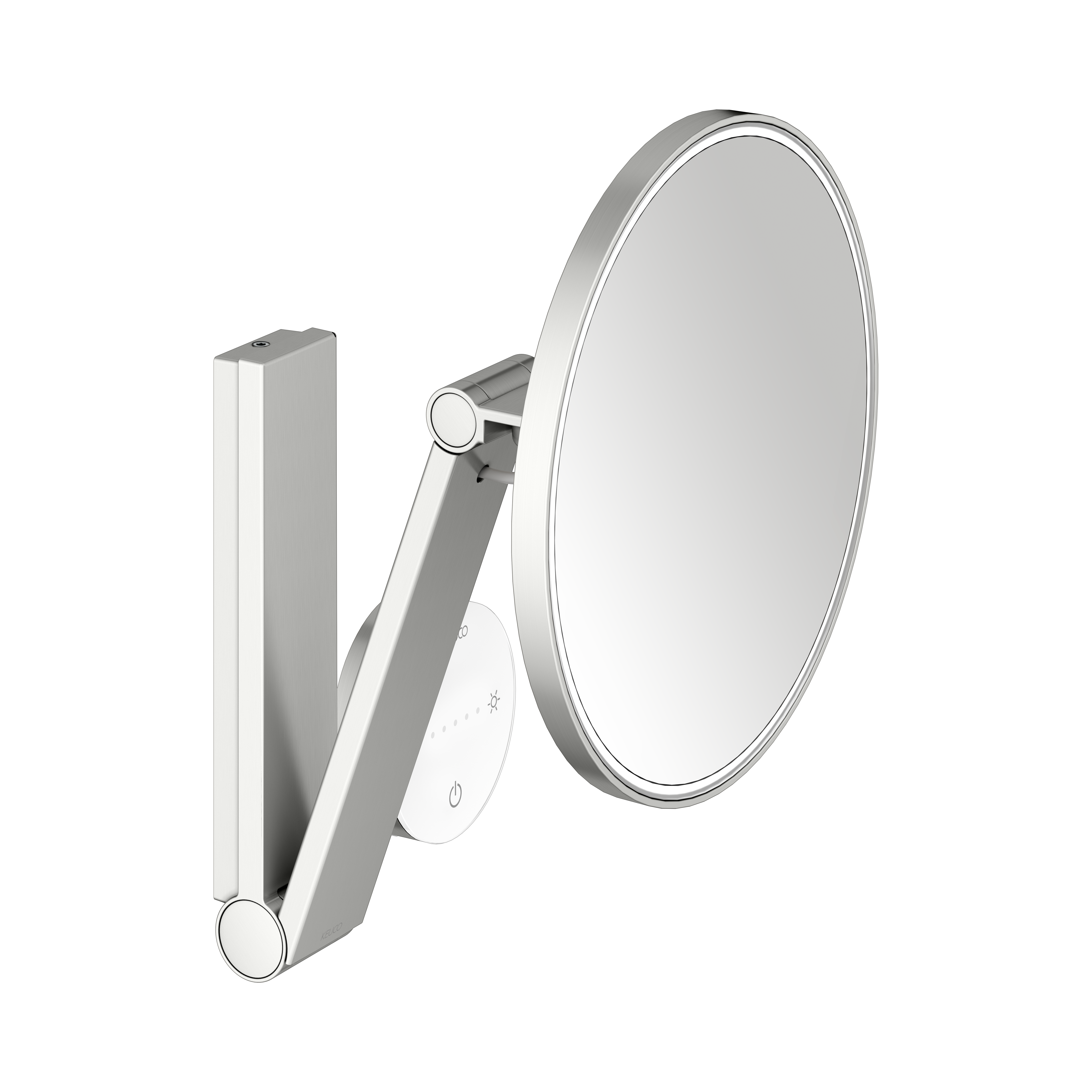 KEUCO iLook_move miroir cosmétique 17612219002 rond, grossissement 5x, éclairé, avec panneau de commande, modèle mural, finition acier inoxydable, Ø 21,2 cm 2
