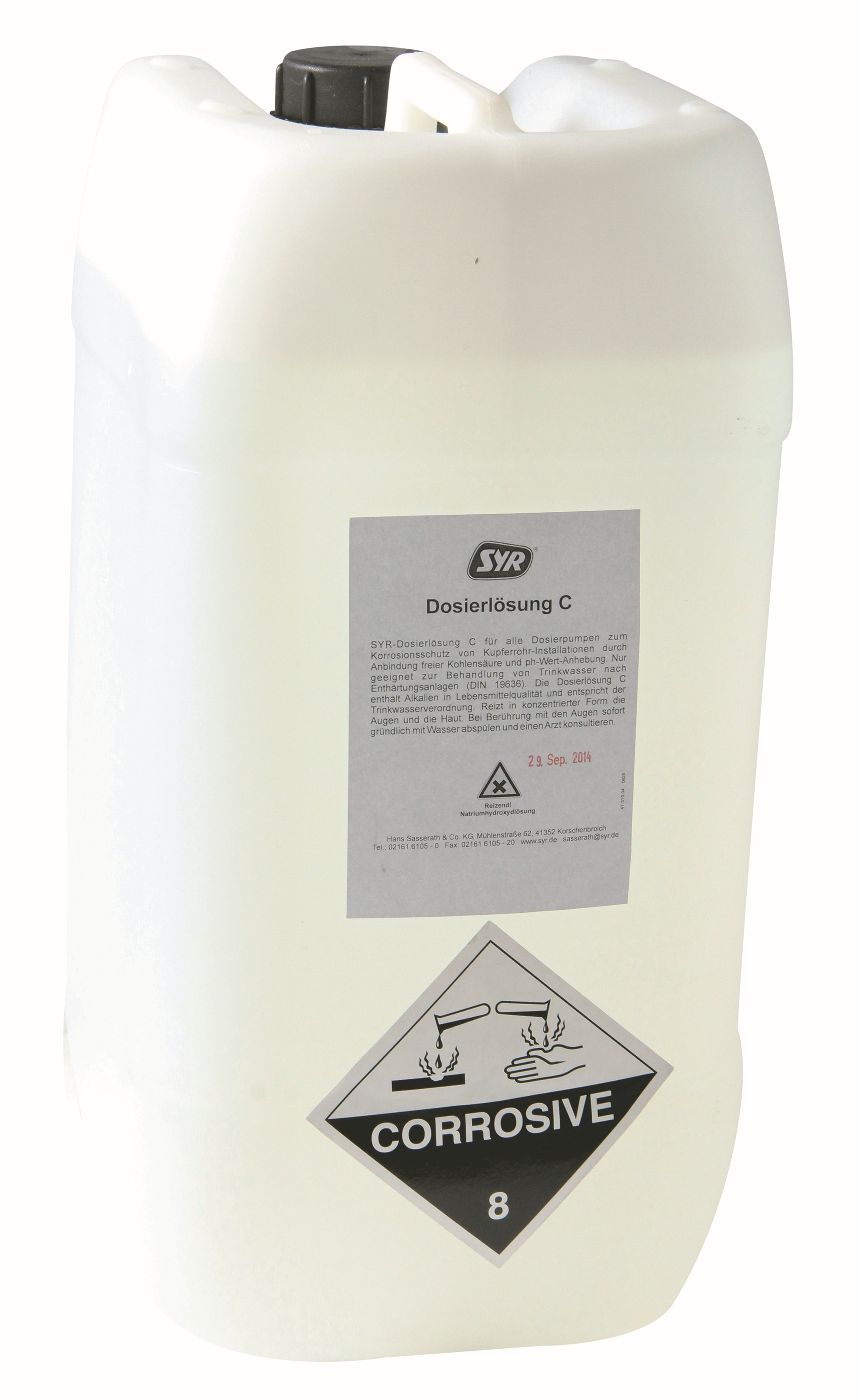 Syr - Sasserath solution dosée 3100.00.907 Type H, 25 l, pour stabilisation de la dureté 2