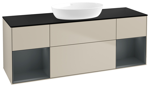 Villeroy und Boch Villeroy et Boch Finion Villeroy et Boch FD02HGHH 120cm, plaque de recouvrement noir mat, étagères laqué mat Midnight, Sand Matt Lacquer 2