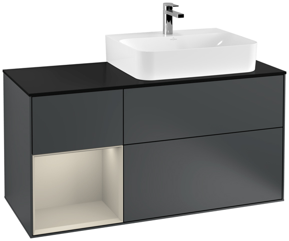 Villeroy und Boch Villeroy et Boch Finion Villeroy et Boch G142HHHG 120cm, plaque de finition noir mat, Emotion, étagère à gauche Sand Matt Lacquer , Midnight Blue Matt Lacquer 2