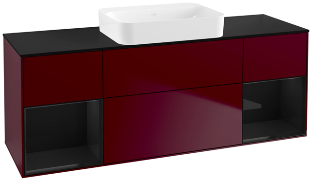 Villeroy und Boch Villeroy et Boch Finion Villeroy et Boch G742PHHB 160x60.3x50.1cm, étagères Laque noire brillante, Peony Matt 2