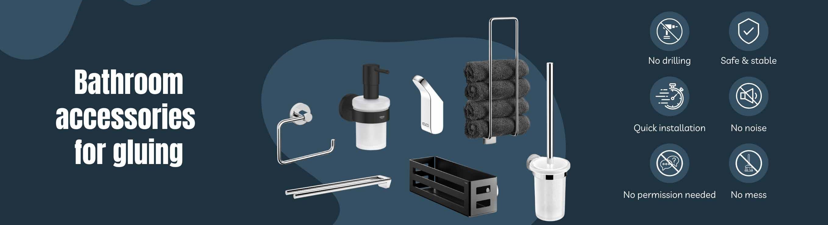 no-drill bathroom accessories 